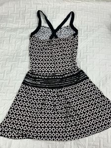 Embellished Black &amp; White Geometric Dress