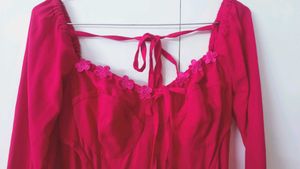 Hot Pink Floral Sweetheart Dress
