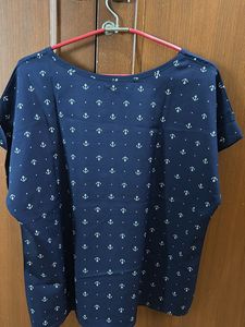 Navy Anchor Print Top