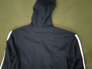 black Hoodie with White Stripes on side