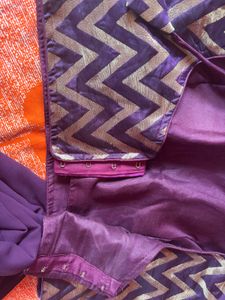 Elegant Purple Saree with Brocade Blouse