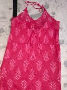 Pink Embroidered Halter Neck Blouse
