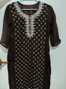 Embroidered Brown Kurta