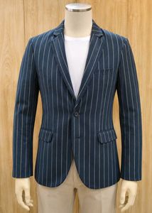 Men's Striped Navy Blazer