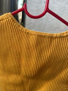 Yellow Ribbed Crop Top