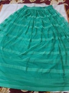 Green Striped Tulle Skirt