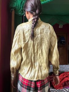 Elegant Yellow Blouse with Bow Detail