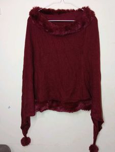 Cozy Maroon poncho sweeter