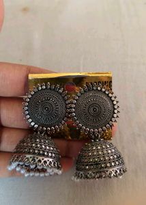 silver oxidised earring