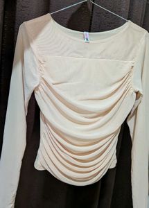 Sheer Ruched Long Sleeve Top