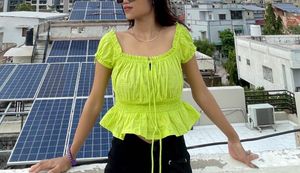Lime Green Peplum Top