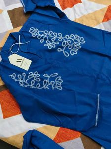 Elegant Navy Blue Embroidered Kurta Set