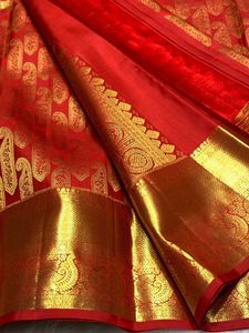 Vibrant Red &amp; Gold Silk Saree