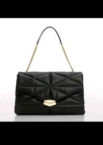 MANGO Stylish Quilted Black Shoulder Bag