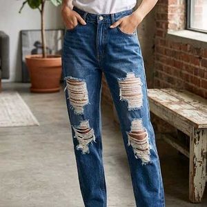 Trendy Ripped Blue Denim Jeans
