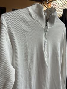 White Long Sleeve Zipper Top