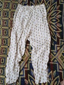 White Kurta Set with Golden Print