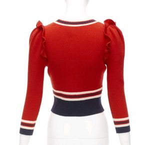 Gucci Chic Red Cropped Knit Cardigan