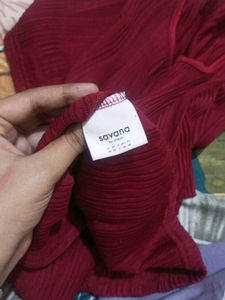 Elegant Red Textured Top