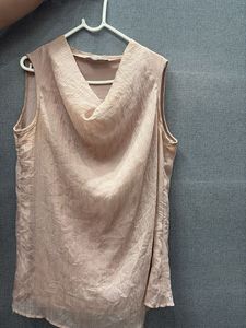 pink cowl neck top