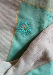 Beautiful Teal Saree with Intricate Embroidery