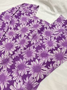 Purple Floral short  Print Fabric kurta