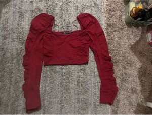 Zara Ruched V-Neck Crop Top