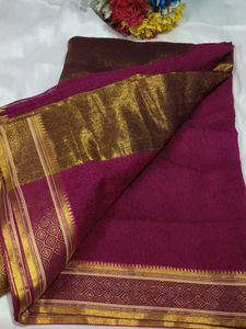 Elegant Maroon &amp; Pink Silk Saree with blouse