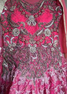Pink Floral Embellished Formal Gown
