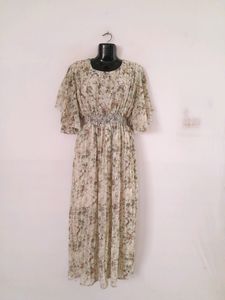 Vintage Floral Chiffon Maxi Dress