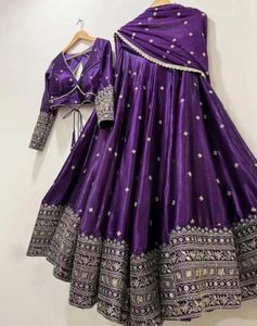 Stunning Purple Embroidered Lehenga Choli