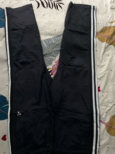 Men's Black Track Pants with Side Stripes