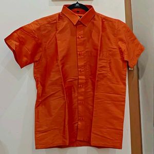 MCR Linen Grace Shirt | Orange | Half Sleeve