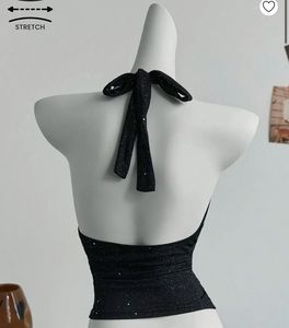 Sparkly Black Halter Top