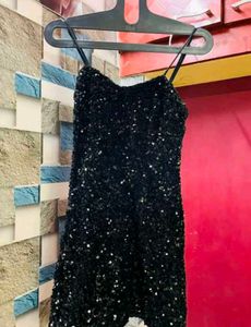 Sparkly Black Spaghetti Strap Dress