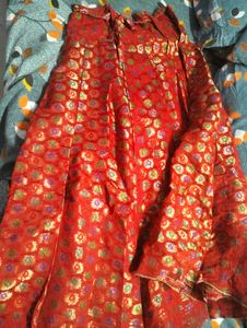 Elegant Yellow Kurta with red skirt