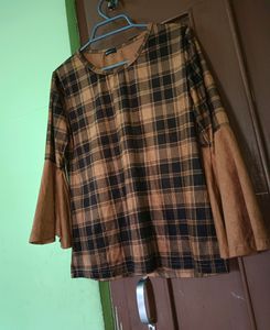 Beautiful Brown And Black Checked Stylish Top