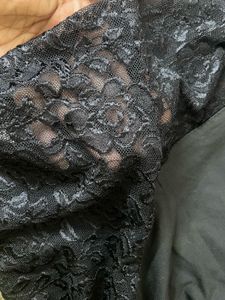Elegant Black Lace Trim Crop Top