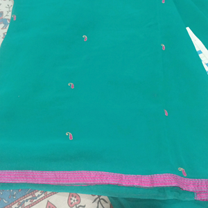 bottle green saree