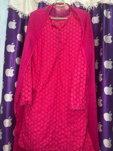 Vibrant Pink Chikankari Kurta Set
