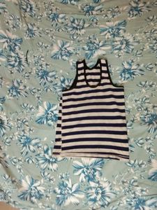 Striped Navy Blue Vest (baniyan) For Kids Used
