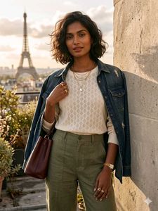 Chic Cream Eyelet Knit Sweater