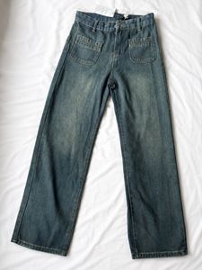 Vintage Wash Wide Leg Jeans