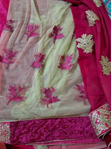 Elegant Pink Embellished Saree