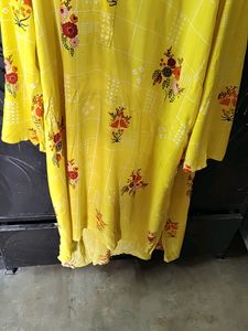 Bright Yellow Kurti with Floral Print