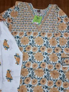 Yellow Floral Print Kurta Set