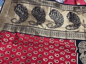 Red &amp; Black Paisley Sari