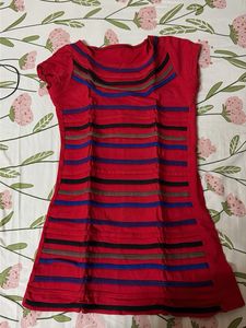 Red Striped Short Dress