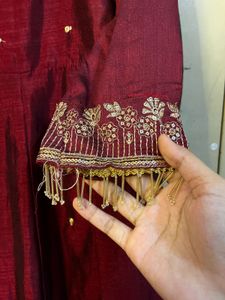 Maroon Embellished Ethnic Gown