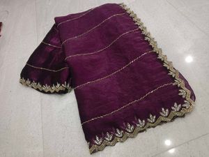 Elegant Purple Saree with Golden Border